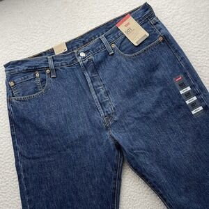 Levis 501 Jeans Mens 38x32 Button Fly Original Fit Straight Leg Dark Blue Wash